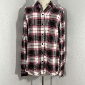 Beach Lunch Lounge Shirt Womens Extra Small Dusty Rose Plaid‎ Whitney